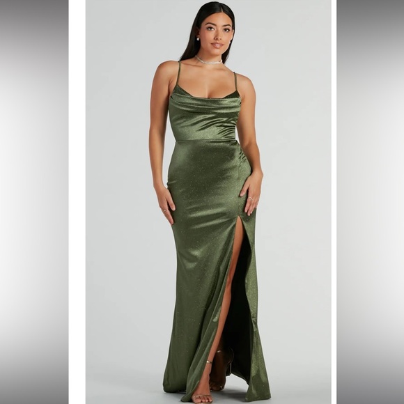 Stunning new stretch Satan glitter formal dress wedding prom size small - Picture 8 of 9